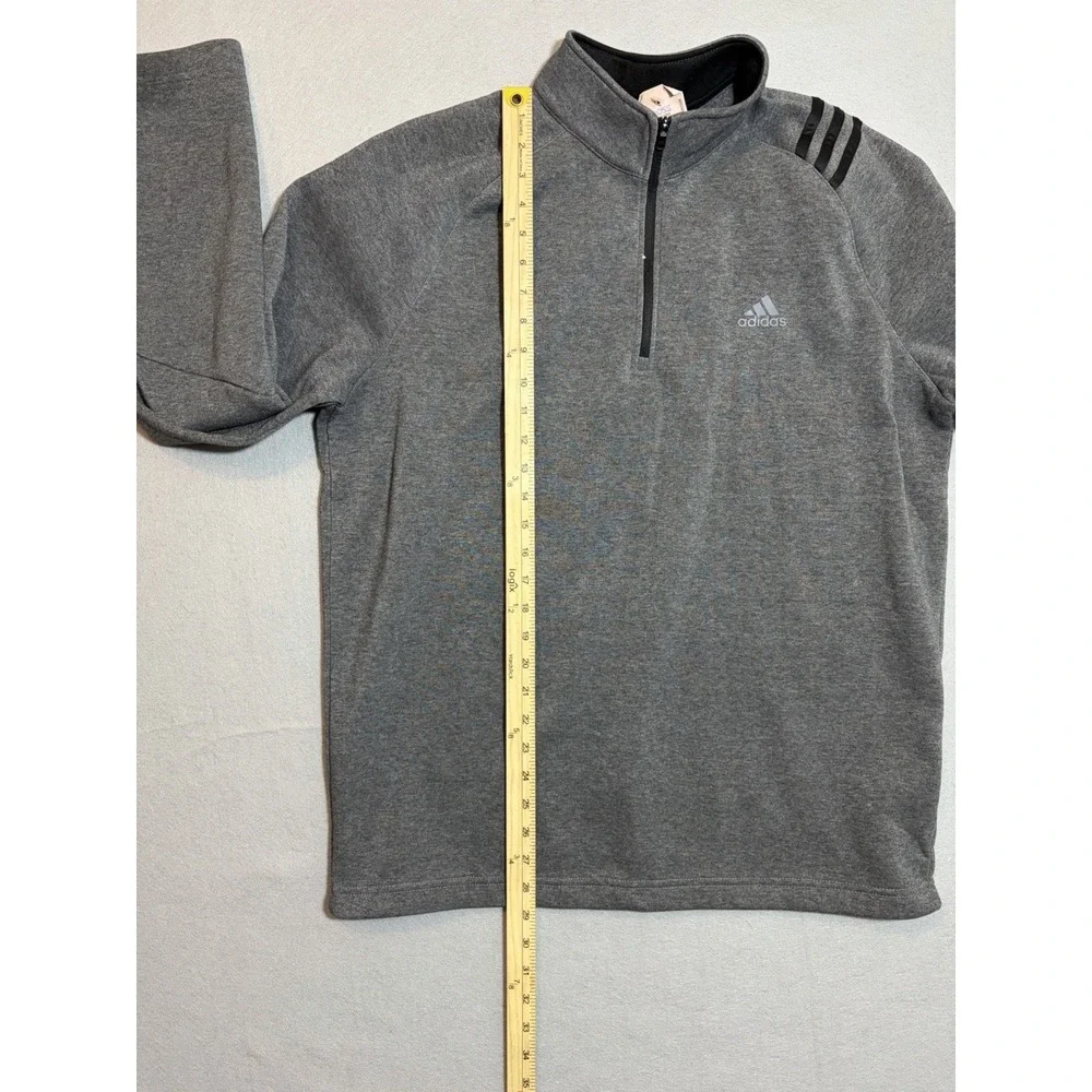 Adidas Golf Men's Quarter-Zip Pullover Gray Size Large 3-Stripes Performance
